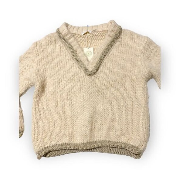 NWT Ramy Brook Max V Neck Fuzzy Sweater with Metallic Trim, Size XXS - Picture 8 of 14